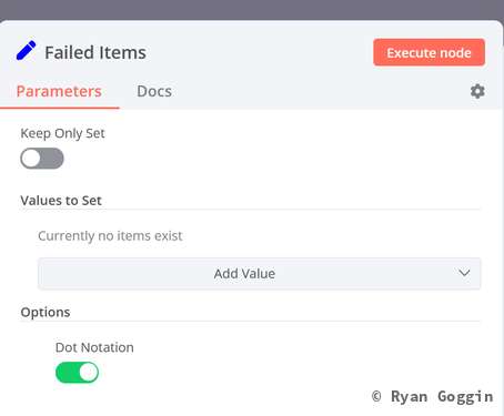 Set failed items