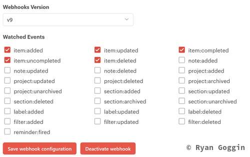 Webhook settings